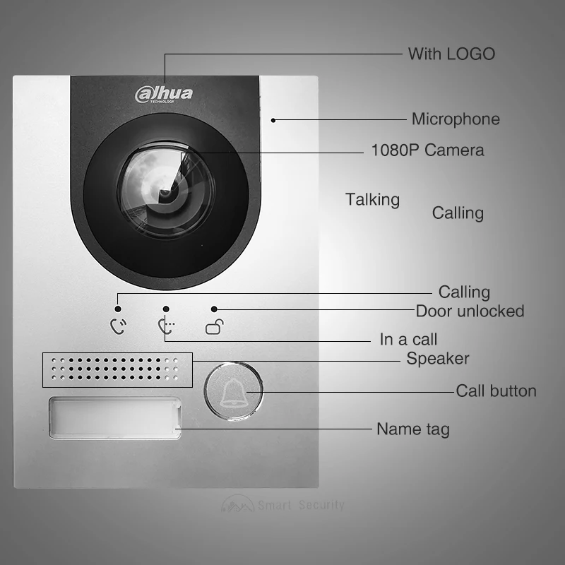 Dahua Original 2-Wire Video Intercom Kits Home Digital Doorbell Set 1080P Doorbell VTO2202F-P-S2 7" Indoor Monitor VTH2622GW-W