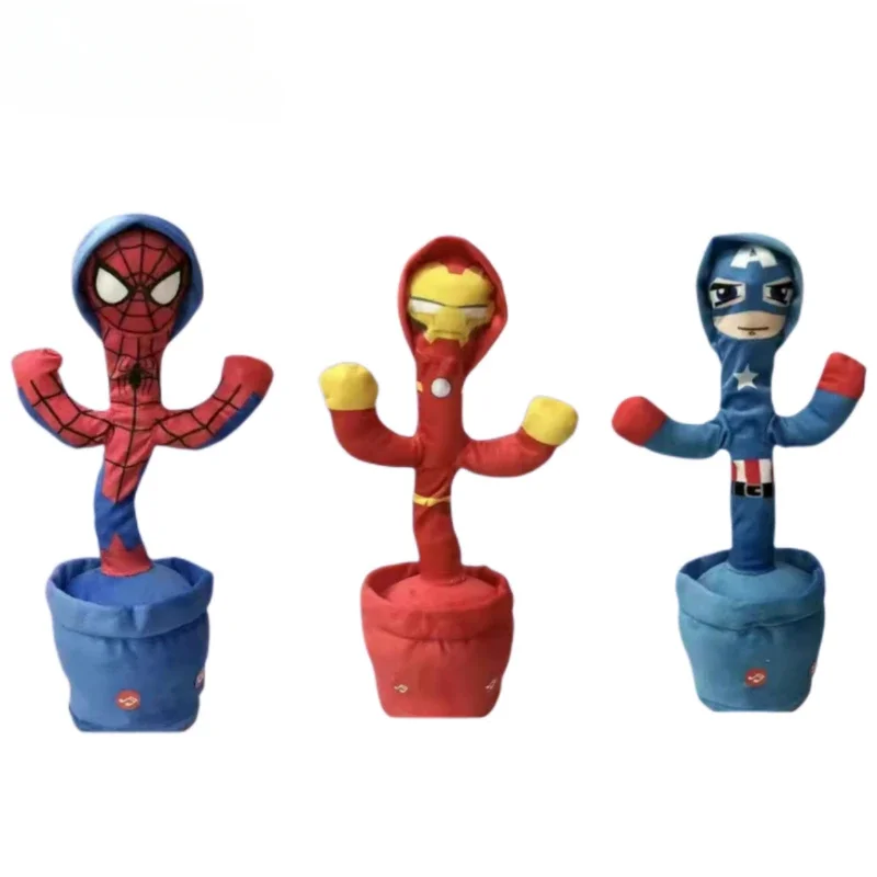 Avengers Spiderman Iron Man Captain America Creative Dancing Cactus model Talking Recording Repeating Toy Children Birthday Gift