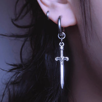 Gothic Vintage Sword Earrings For Women Man Fashion Cool Punk Rock Party Jewelry Accessories Gift Fantasy Cross Dagger Ear Hooks