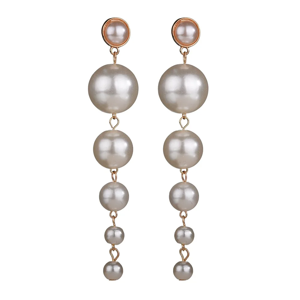 

Fashion Jewelry Long Dangle Pearl Tassel Pendant Earrings for Women