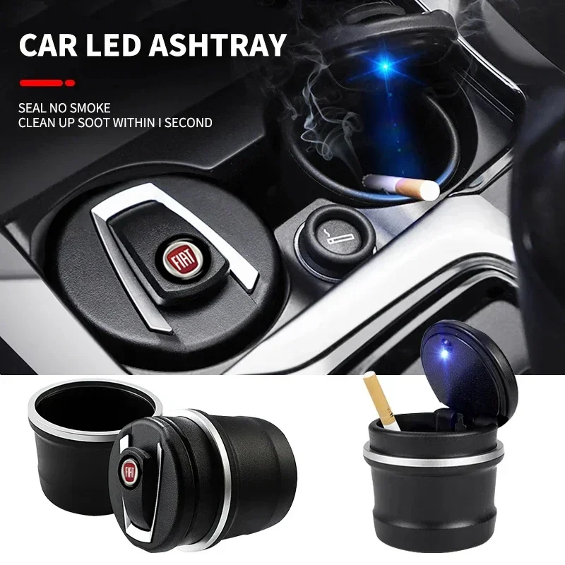 

1Pcs Car Portable LED Indicator Cigar Ashtray Car Accessories For Fiat 500 Grande Punto Tipo Stilo Palio Astra Bravo Panda Scudo