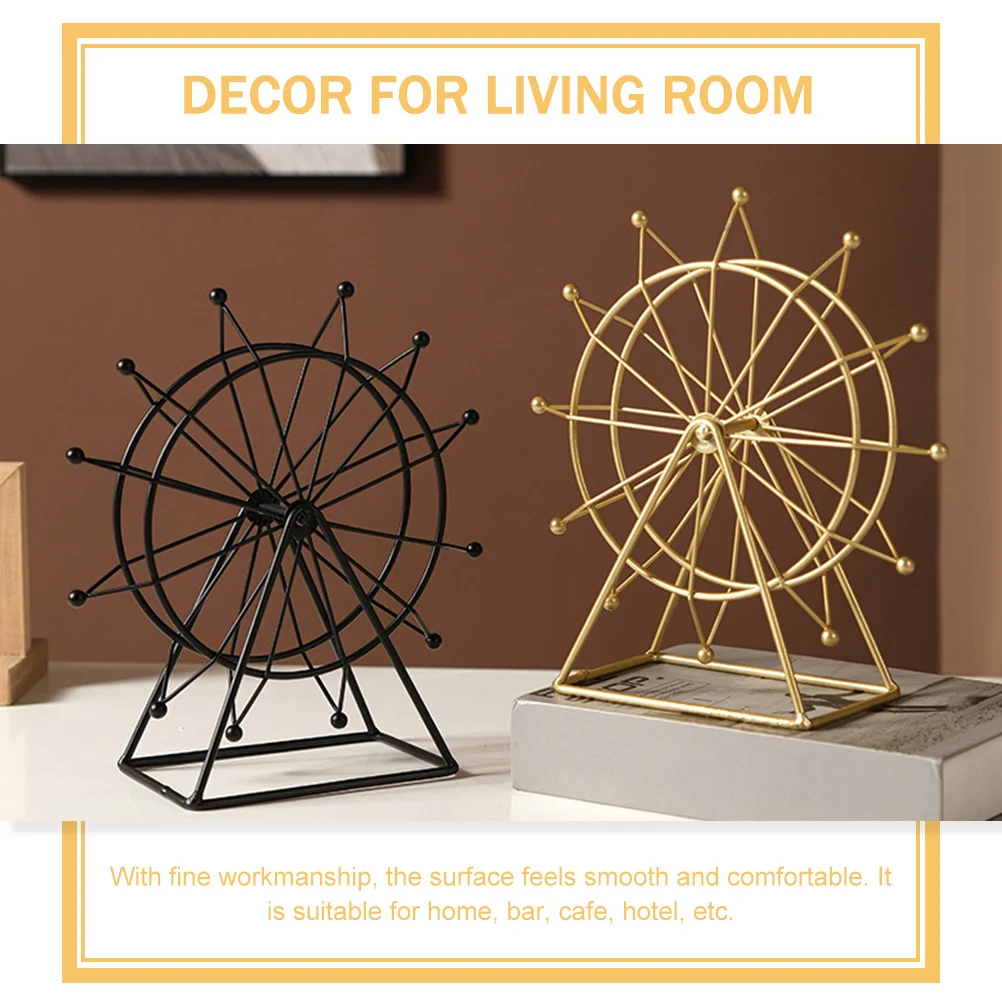 Oscillating Fan Ferris Wheel Model Vintage Ornaments Modern Decor Accents Metal Golden Iron Adornment Office for Crafts