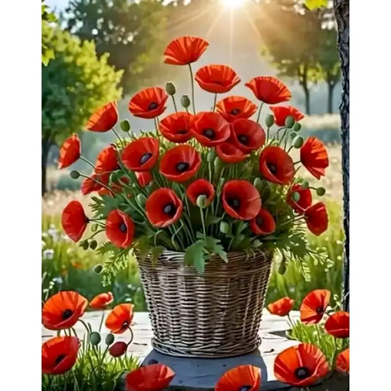

GATYZTORY Flower Basket Paint By Numbers Hand Painting Color by Numbers Kit Flower Interior For Adults Canvas Painting