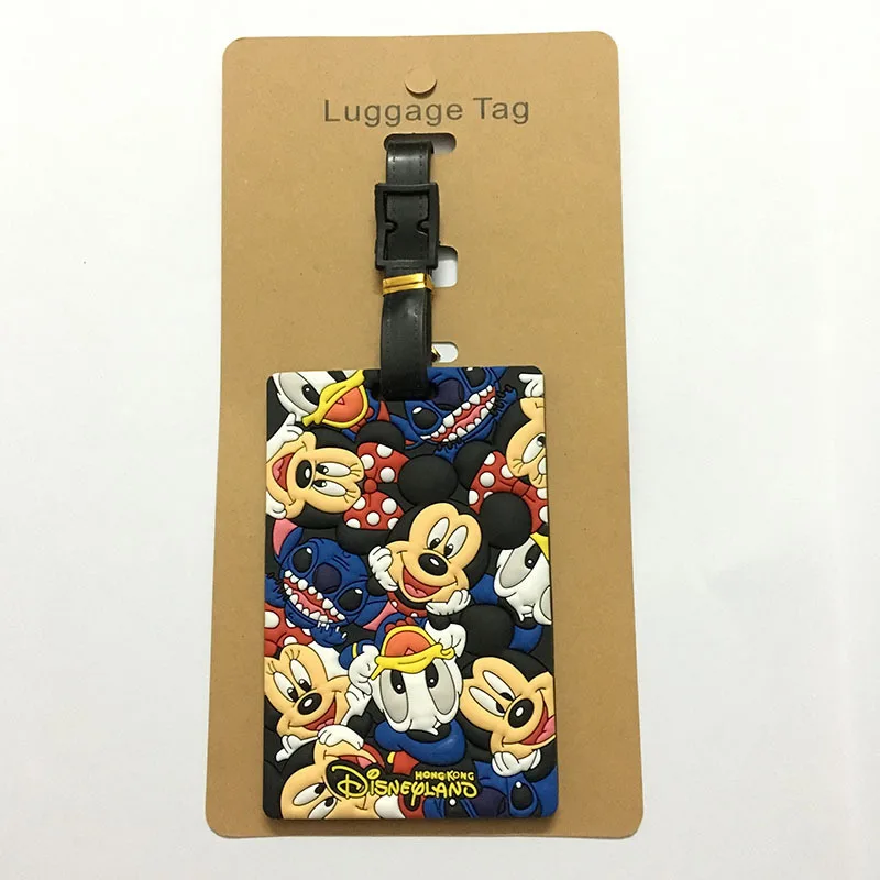 Disney-Praça Mickey Bagagem Tag, Acessórios de Viagem, Mala Moda Estilo, Silicone Etiqueta Portátil Viagem, ID Adres Titular