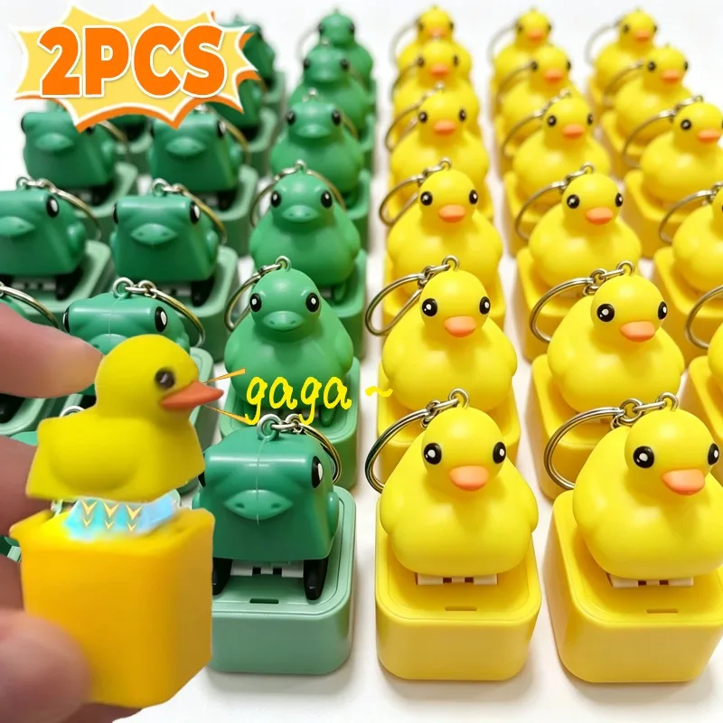 Ight Up Sound Squeeze Duck Frog Keychain Creative Stress Relief Toy Portable Funny Fidget Keyring Unisex Unique Novelty Present