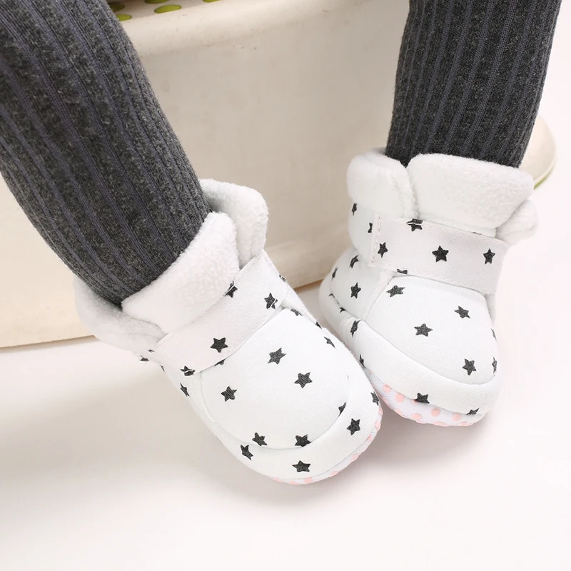 Cotton Shoes For Men And Women Aged 0-1 In Autumn And Winter Warm And Plush Snow Boots Soft Soled Baby Shoes And Walking Shoe