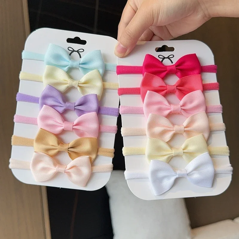 2Pcs/lot Solid Color Kids Headwear Elastic Hair Bands for Baby Cute Ribbon Bowknot Headband Infant Girls Hair Accessories