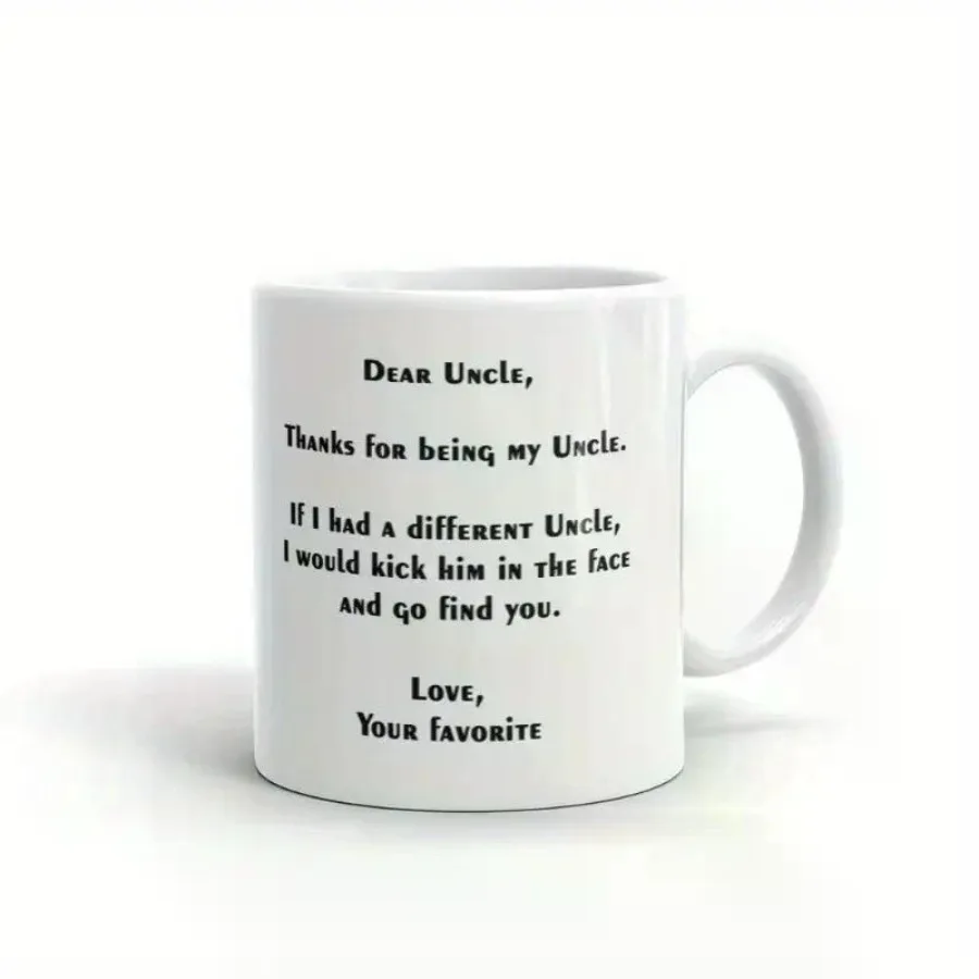

1pc Dear Uncle Thanks For Being My Uncle Coffee Tea Ceramic Mug Office Work Cup Gift