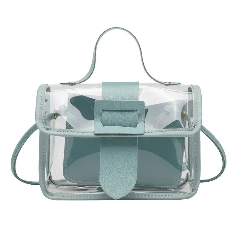 Spring Summer Fashion Women\'s Transparent Square Sling Bag Cool PVC Shoulder Bag Messenger Bag Mobile Sweet Lady Bag