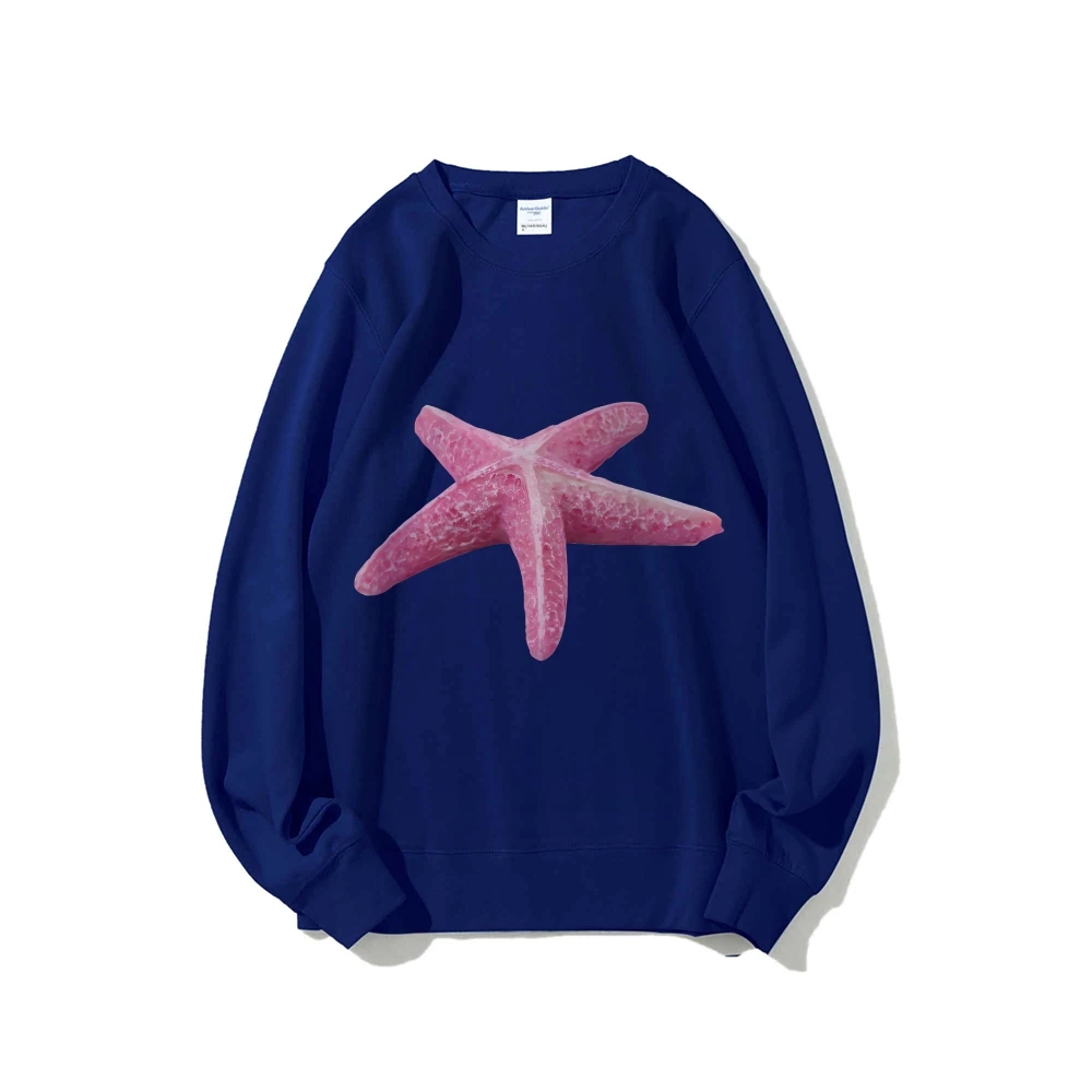 Womens Y2k Clothes Cute Sweatshirt Star Fish Graphic Loose Hoodies Letter Print Casual Long Sleeve Sreetwear Pullover Tops