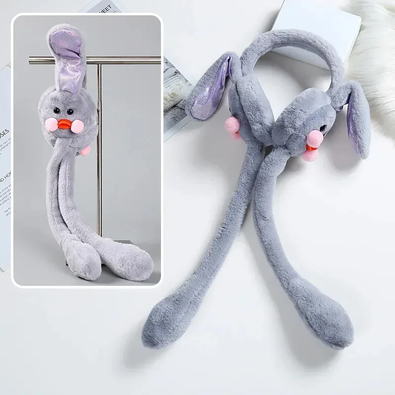 غطاء للأذنين دافئ غطاء للأذنين متحرك آذان أرنب بطة غطاء للأذنين لطيف الإناث الشتاء الطقس التجمد حقيبة الأطفال غطاء حماية الأذن #3