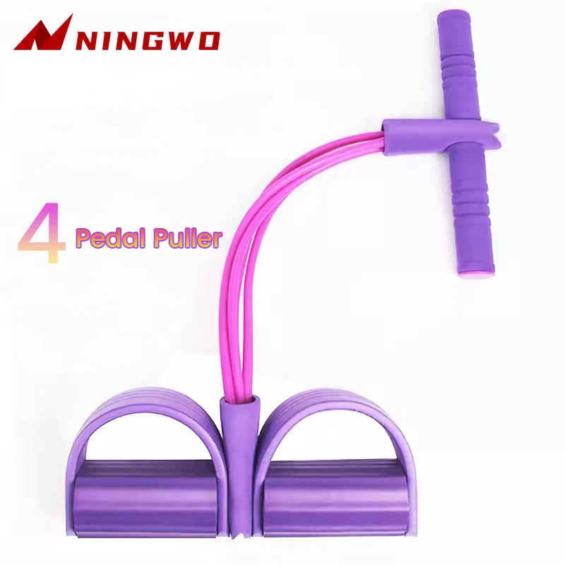 Yoga 4 Legged Pedal Puller Sit Up Elastic Pull Rope Gym Fitness Equipment Yoga Home Workout