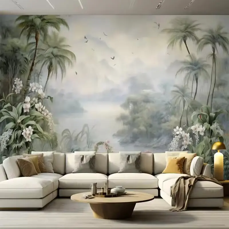 Custom 3D Mural Paper Nature Landscape Tropical Forest Plants Wallpaper Living Room Bedroom TV Backdrop for Walls Decoration 3d