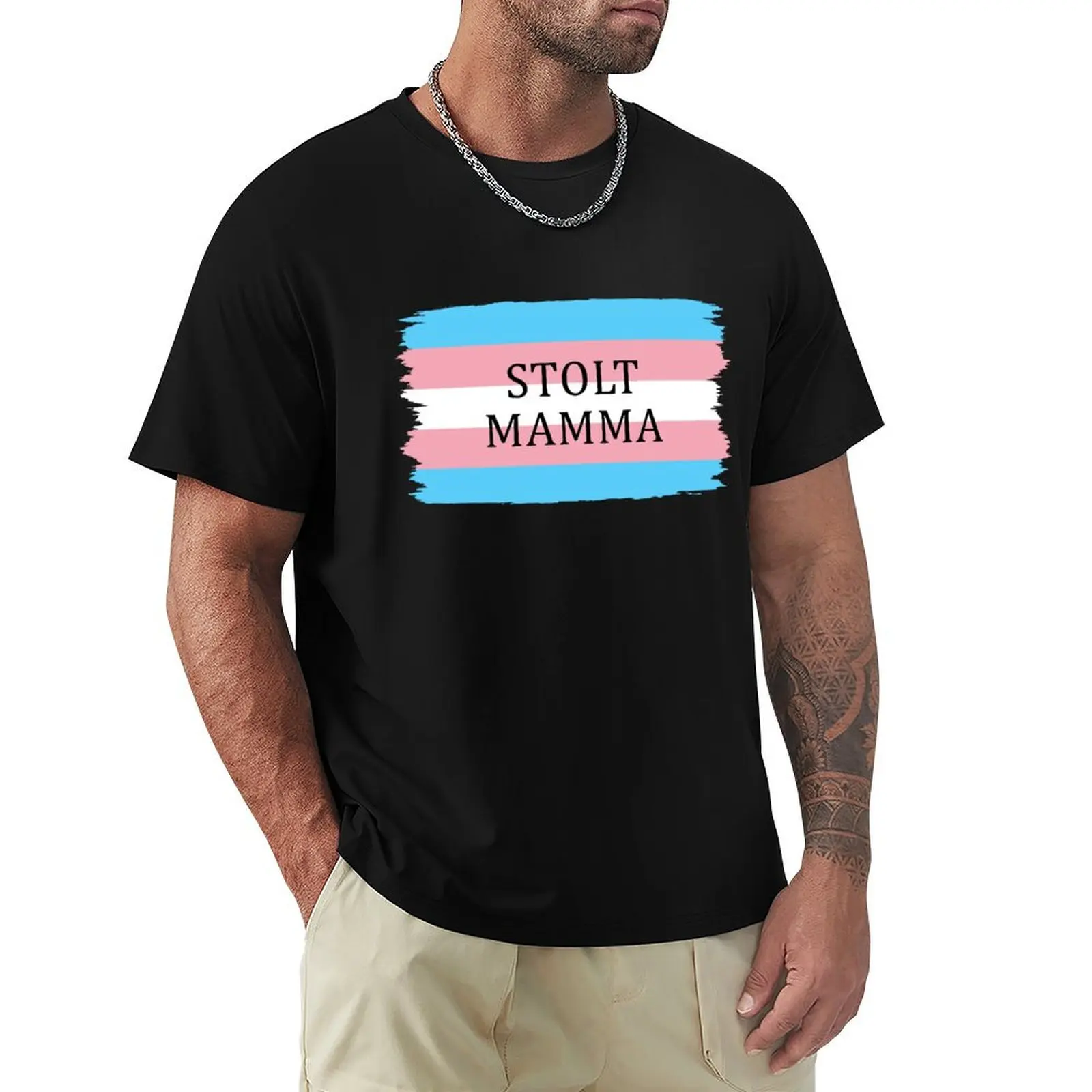

Trans fáni - Stolt mamma T-Shirt Plus Size Summer Casual T-Shirt