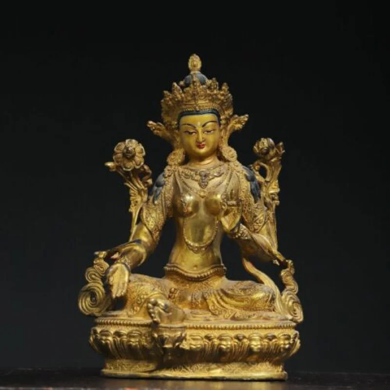 

8 "состаренная фотобронза, 24k, позолоченная Зеленая Тара