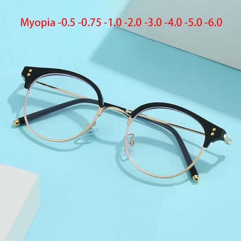 

Round Myopia Glasses For Women Men Eyeglasses Super Light Frame Prescription Eyewear 0 -0.5 -1.0 -2.0 -3.0 To -6.0 Diopter