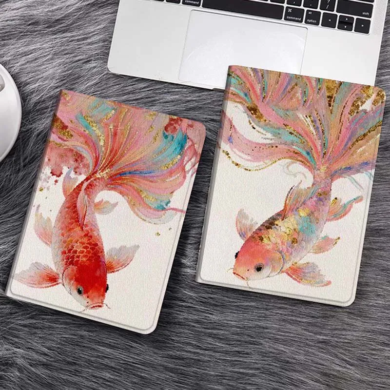 

Red Koi Sparkling Tail For Huawei MediaPad T5 T10s M6 M5Lite SE Honor Tab 5 6 7 V7 V8 X8a X9a Pro Soft Tablet Case Gift