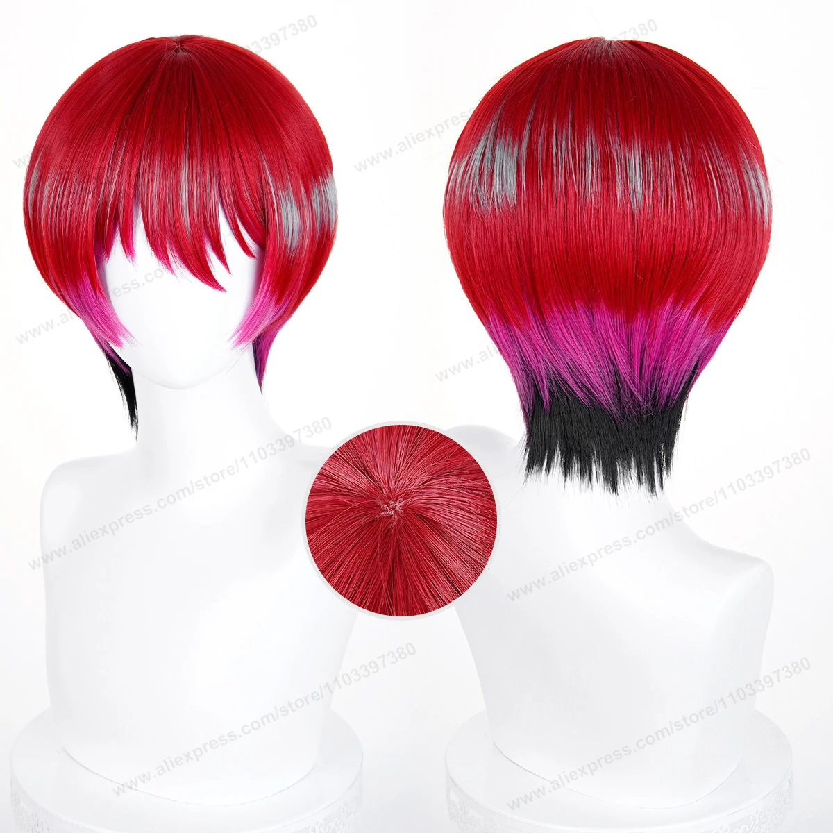 

Amate Yuzuriha MACHU Cosplay Wig Synthetic Hair 33cm Short Red Mixed Women Wig Anime Heat Resistant Wigs