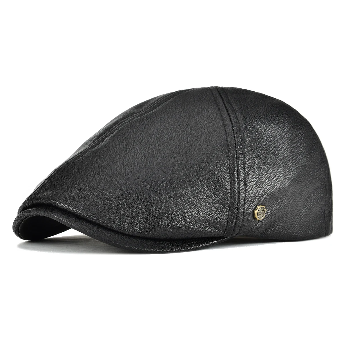 VOBOOM Leather Flat Cap Men Fall Winter Cabbies Hat Brown Black Ivy Caps Soft Smooth Textured Golf Hats 154