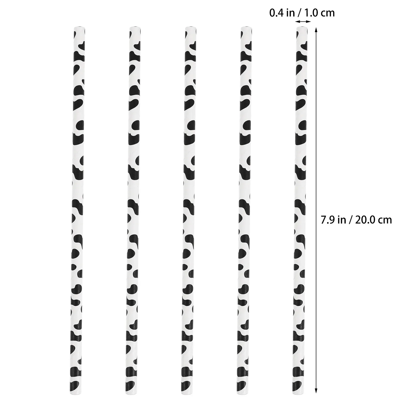 60Pcs Milk Cow Theme Paper Straws Eco Friendly Degradable Party Straws for Shower Holiday Celebrations Coffee Tea Drinks
