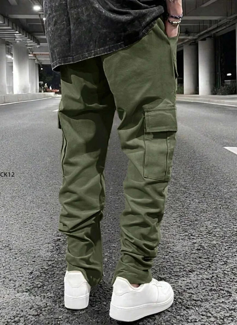 

2025 хлопковые мужские рабочие брюки с несколькими складками и карманами, свободные повседневные уличные брюки, мужские походные тактические рабочие брюки