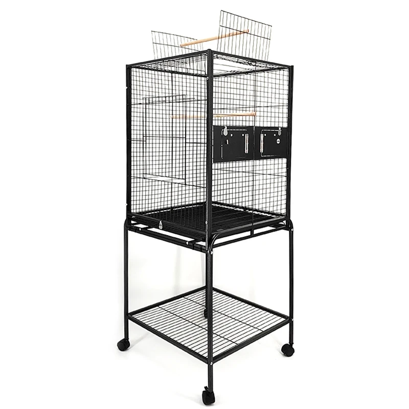

Modern Open Top Metal Bird Cage Stand Aviary Tall Cage of Bird Breeding Imported Love Bird Cages for Sale With Wheels