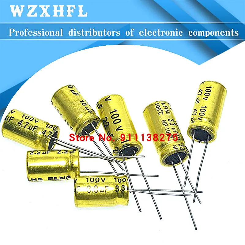 10pcs100v1.5/2.2/3.3U/4.7/6.8/10UF/15/22/33/47uf NP 8x12mm frequency division electrodeless NP electrolytic capacitor