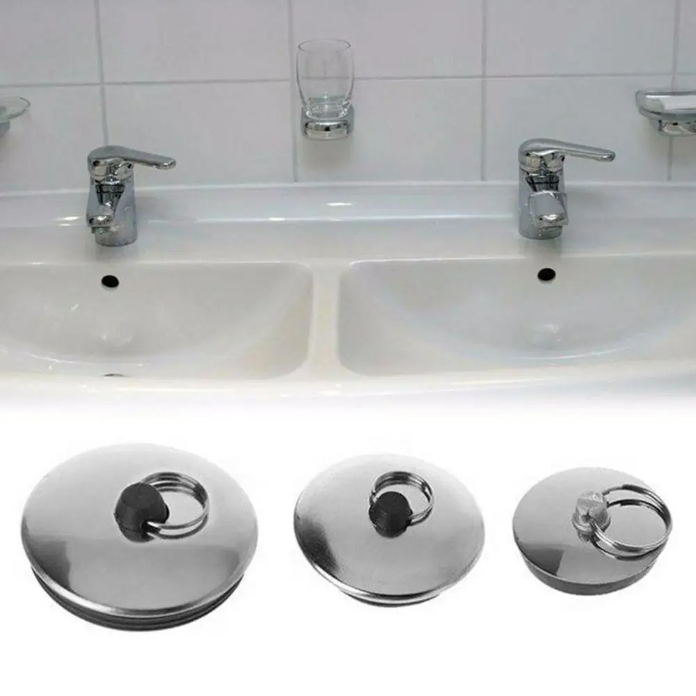 

1Pcs Stainless Steel Bath Plug Kitchen Bathroom Accessory Easy to Use Drain Stopper Rubber Water Bath Tub Caps