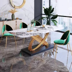 Luxury light dining room furniture dinning table and chair set