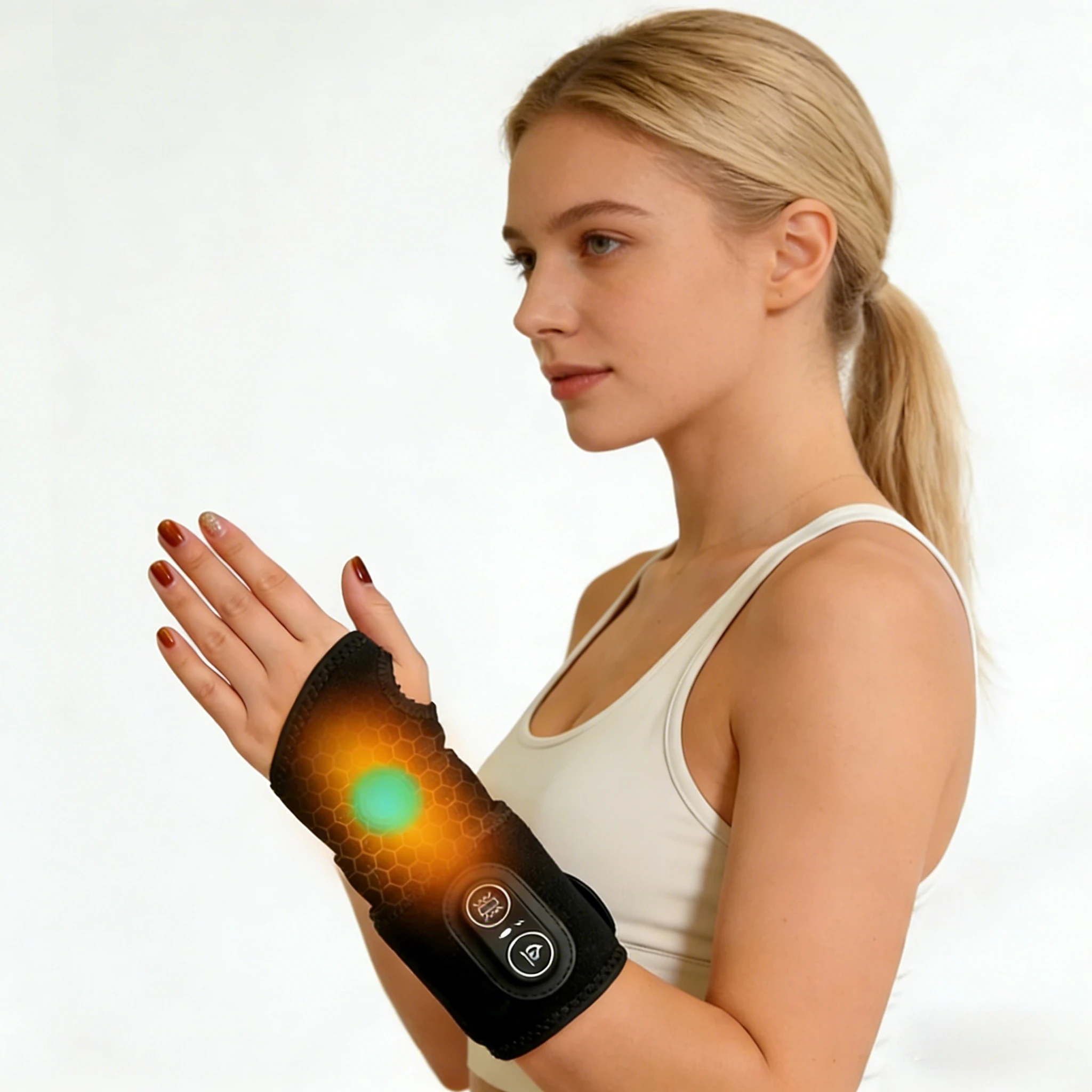 

Electric Heating Wrist Guard 3 Heating/Massage Modes Rechargeable Wristband Dual-Use for Wrist/Ankle Hand/Foot Joint Protector