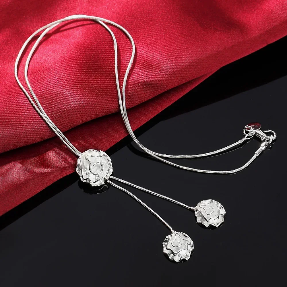 

Popular Brands Rose Flower Necklace 925 Sterling Silver Charm Jewelry For Women Fashion Party Wedding Christmas Gifts