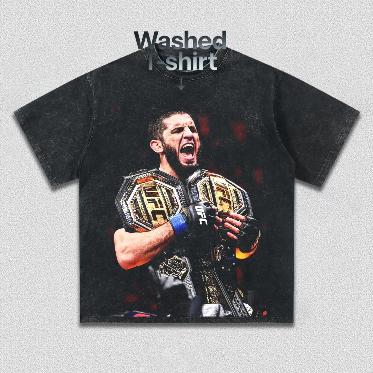 Camiseta con estampado gráfico lavado Khabib Nurmagomedov para mujer, camiseta Unisex Vintage de manga corta, informal de boxeo de gran tamaño, verano 2026