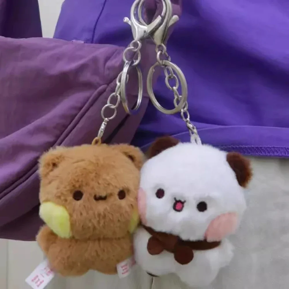 2 Pcs New Panda Bubu and Yier Plush Pendant Keychain Dolls Cute Cartoon Panda Bear Key Ring Backpack Pendant Couple Gifts
