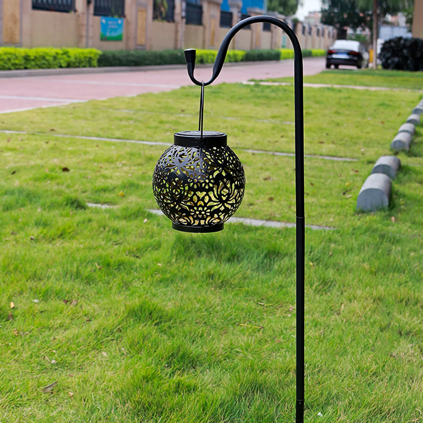 Black Metal Shepherds Hook Garden Iron Stake Flowerpot Hooks Solar Lights Lanterns Bird-Feeder Plant Baskets Flower Hanger Stand