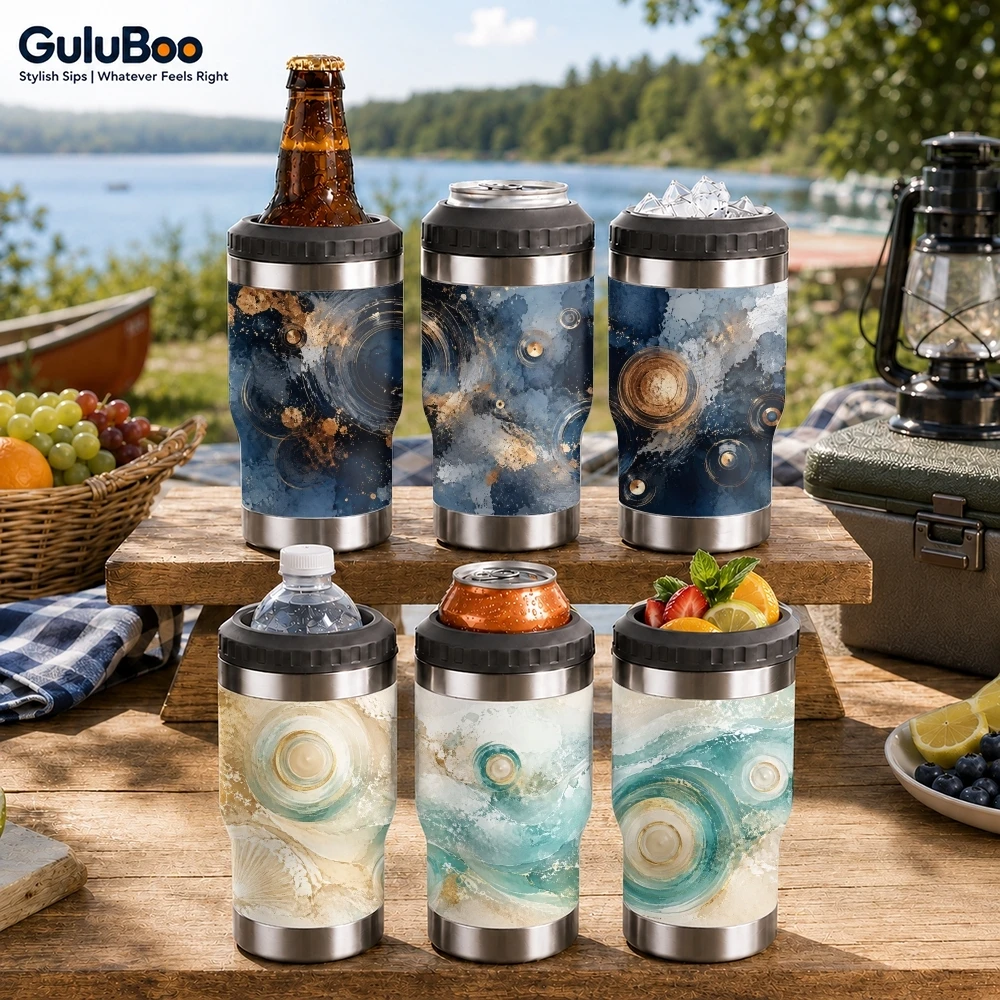 Artistic colorful clouds Vacuum Flasks 4-in-1 Versatile Cooler: One Cup, Total Freedom from Brews to Beer
