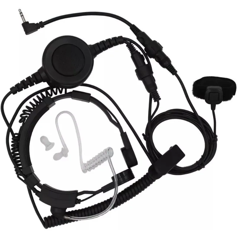 

Military Tactical Throat Mic Headset Earpiece with Big Finger PTT for Motorola