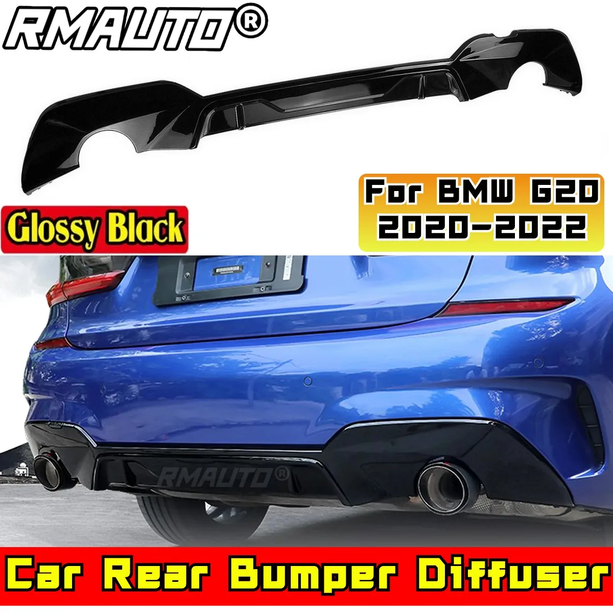 

For BMW G20 2020-2022 Car Accessories BMW G20 Rear Bumper Splitter Glossy Black MP Style Spoiler Diffuser Cover Guard Body Kit