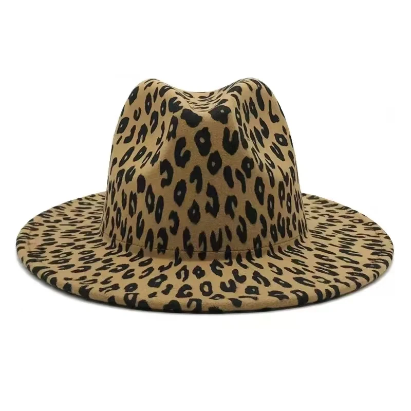 2024 cappelli fedora invernali per donna moda piatto a tesa larga Panama feltro di lana Jazz cappelli Fedora per uomo Leopard goth top cappello da sposa