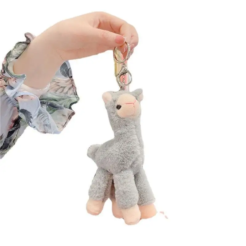 1 Stück Gestopfter Alpaka-Schaf-Tier-Schlüsselanhänger Weicher Niedlicher Handgemachter Anhänger Schlüsselring Schmuckstück Geschenk DIY Dekoration – Detail 5