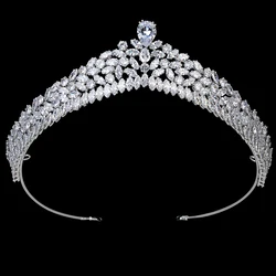 Tiaras and Crown HADIYANA Queen Corona Hair Jewelry Wedding Hair Accessories Headband Zirconia BC4968 Accesories