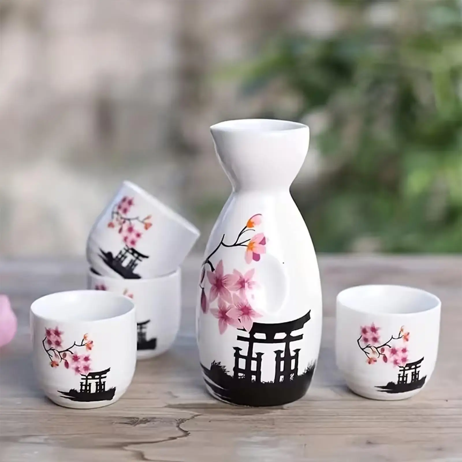 1 Set Japanese Sake Bar Set Household Ceramic Baijiu Cup Bottle Wine Cup Home Restaurant Party Drinking Barware Set