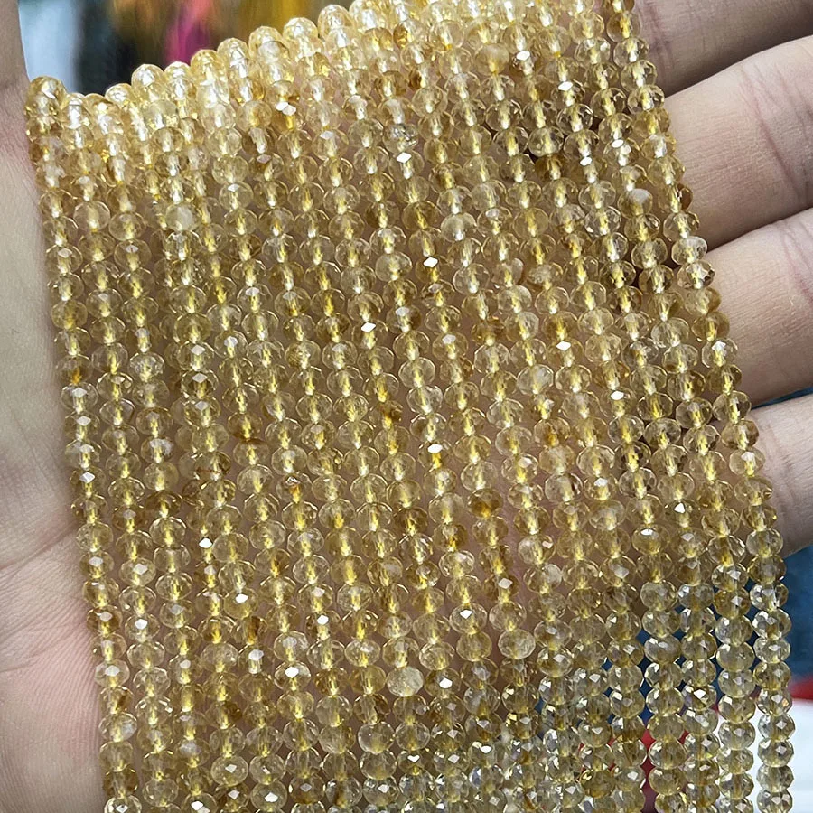 

Natural Crystal Citrine Disc Bead Small Section Loose Beads for Jewelry Making DIY Manual Necklace Bracelet 15''3x4mm