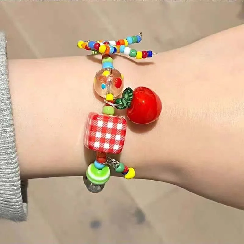 Cute Harajuku Cartoon Fruit Bow Choker Necklace