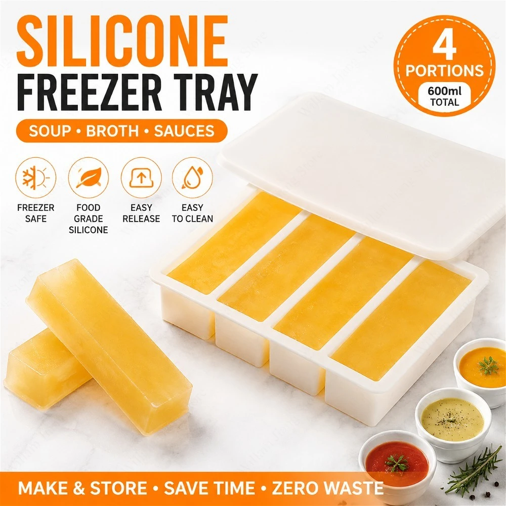 耐久性のあるシリコン製冷凍トレイ（蓋付き）、積み重ね可能な食 - Storage Food Prep のレビューと価格