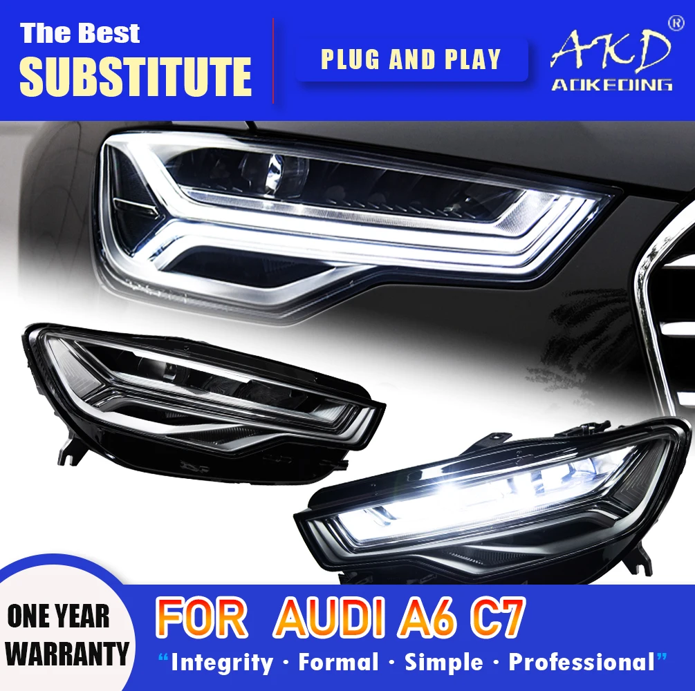 AKD Head Lamp for Audi A6 C7 LED Headlight 2012-2015 Headlights A6 C7 DRL Turn Signal High Beam Angel Eye Projector Lens 