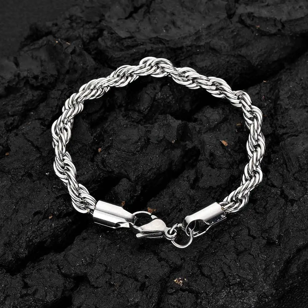 2-6MM Edelstahl-Kettenarmband für Damen und Herren, goldfarben, gedrehte Seilkette, modisches, wasserfestes Schmuckstück, das nie ausbleicht – Detail 4