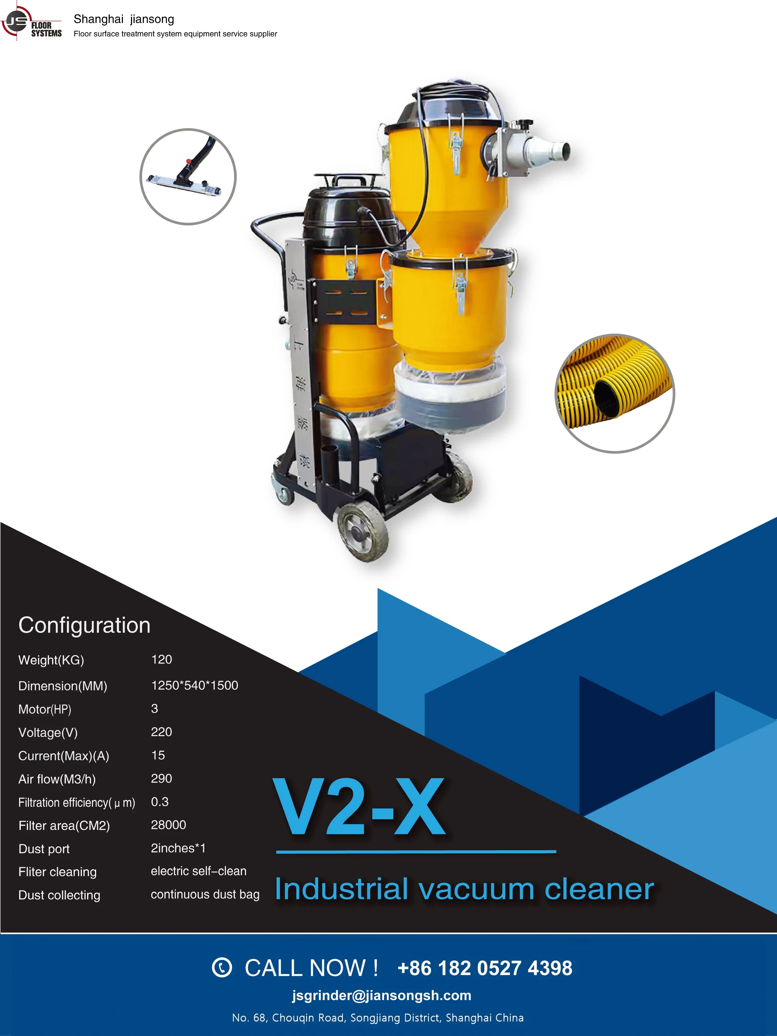 Aspirapolvere V2-X Separatore Collettore Estrattore Polvere Secca Auto-Tiro Pesante Industriale HEPA+Cyclone