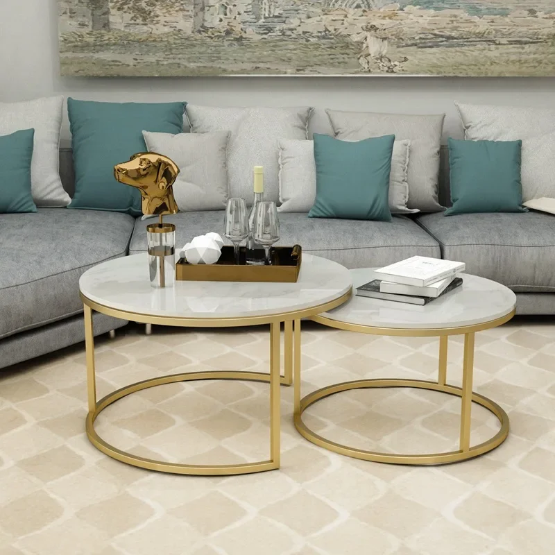 Nordic marble round home living room coffee table rock slab