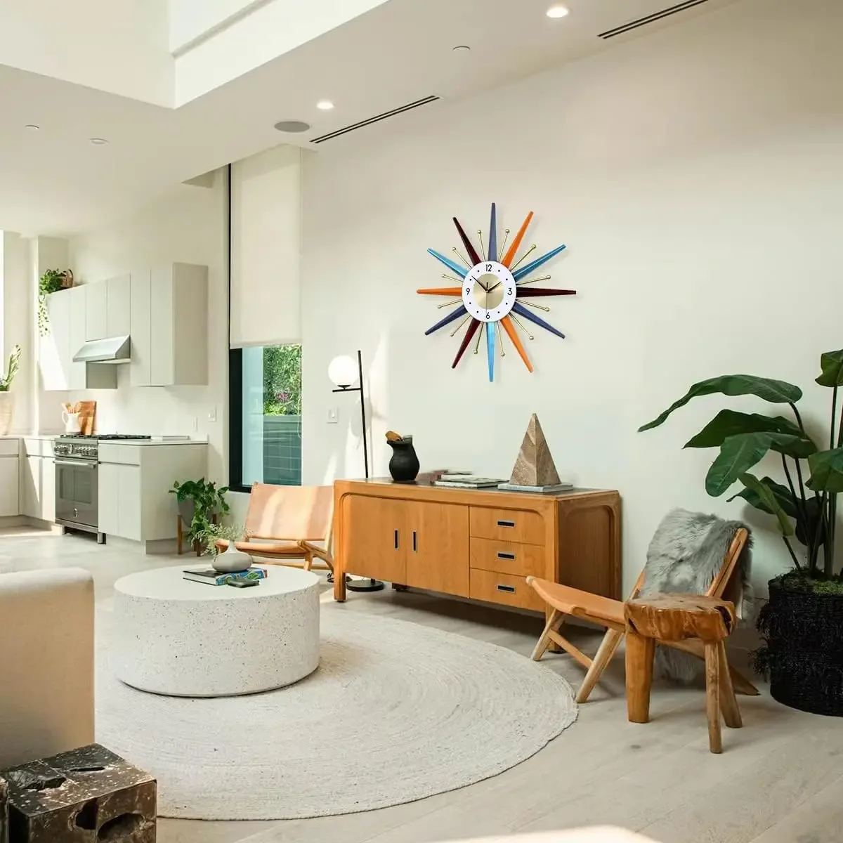 Large Wall Clock 31 Inch Mid Century Wall Clocks Starburst Clock Non Ticking Battery Operated 3D Wall Clocks Home Décor for Livi
