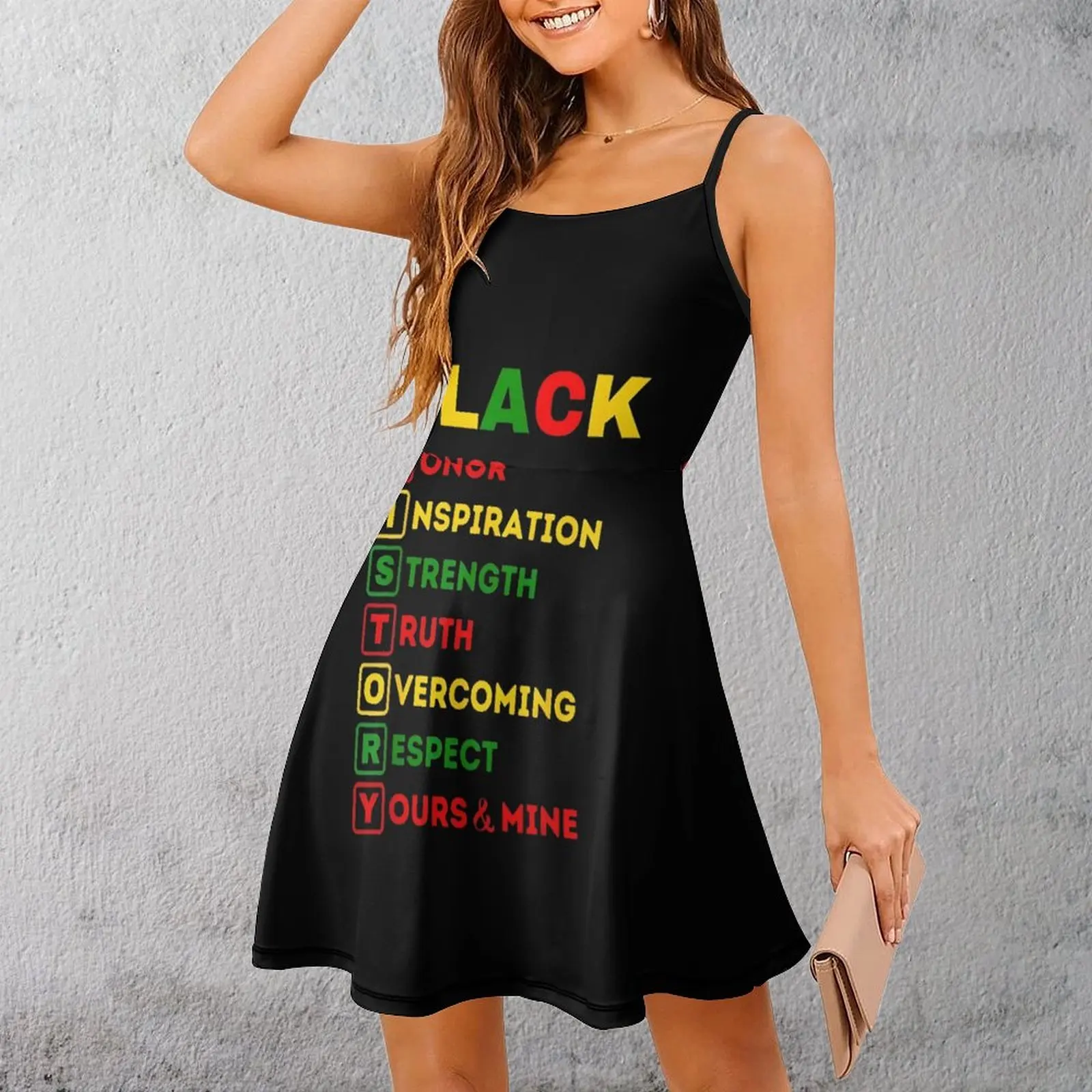 Robe à bretelles noire exotique pour femmes, Inspiration d'honneur, vérité superbe, Vintage, robe de Cocktail graphique humoristique